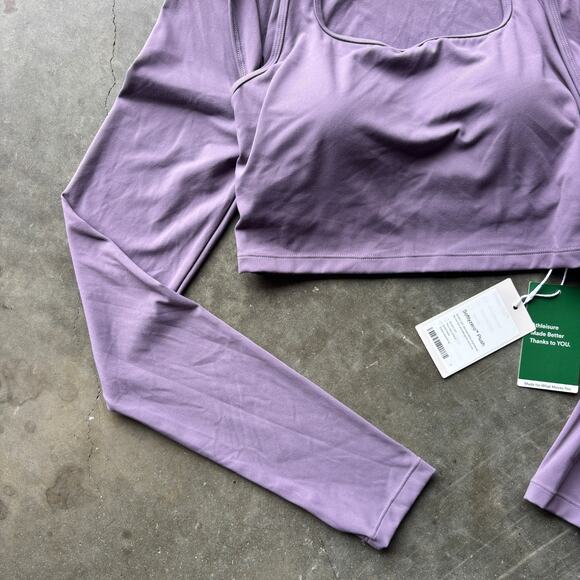 Halara SoftlyZero Plush Halter Cropped 2-in-1 Yoga Sports Top Women's M Purple - Picture 5 of 14